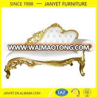 Factory direct golden white wood carved french luxury antique chaise lounge