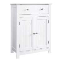 VASAGLE Free Standing Bathroom Cabinet with Drawer, 23.6 x 11.8 x 31.5 Inches White Cupboard Wooden Chest Storage Cabinet